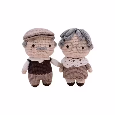 عروسک بافتنی مدل مامان بزرگ و پدر بزرگ کد 51 مجموعه 2 عددی