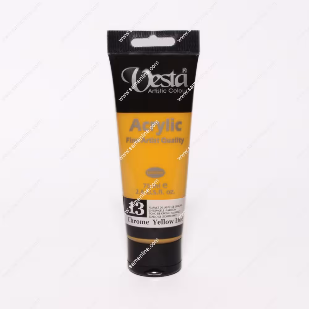 رنگ اکریلیک تک رنگ وستا 75 میلی لیتری کد Chrome Yellow Hue 13