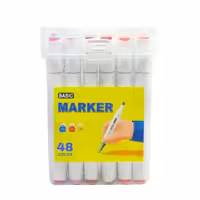 مارکر دو سر بیسیک مدل براش طرح تاچ بسته 48 رنگ