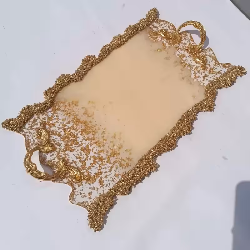 سینی مستطیلی زینی کرم طلایی جهیزیه عروس