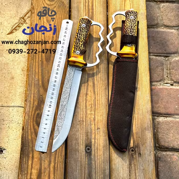 چاقو کلمبیا شکاری پنجه دار دسته طرح شاخ