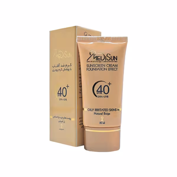 ضدآفتاب کرم پودری کد 2 بژ طبیعی  SPF40 مناسب پوست چرب و حساس مدیسان 30 میلی‌لیتر Medisun