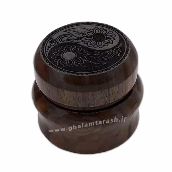 دوات چوب گردو خوشنویسی طرح بته سرکج (گل آفتابگردان)