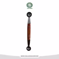 قاشق دو سر 21*25 دسته چوبی