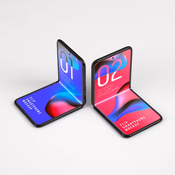 دانلود موکاپ نمایش دو گوشی موبایل به صورت لایه باز PSD
