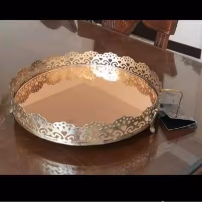 سینی آینه ای روکش برنج و برنز