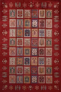 گلیم درجه1 ماندگار ابعاد متنوع زمینه گلیم قرمز چهل خانه کد 1-1134 | گلیم کیفیت ضد حساسیت