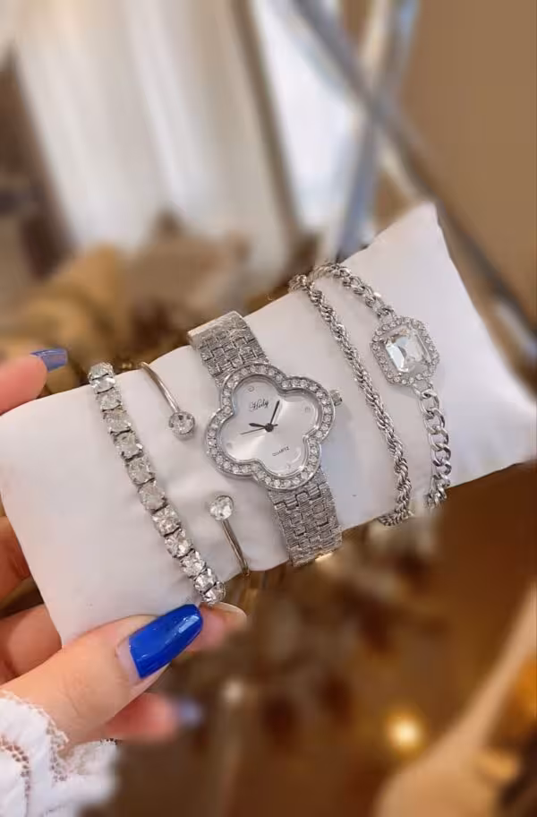 ست ساعت  و دستبند 5 تکه زنانه مدل ای پی AP