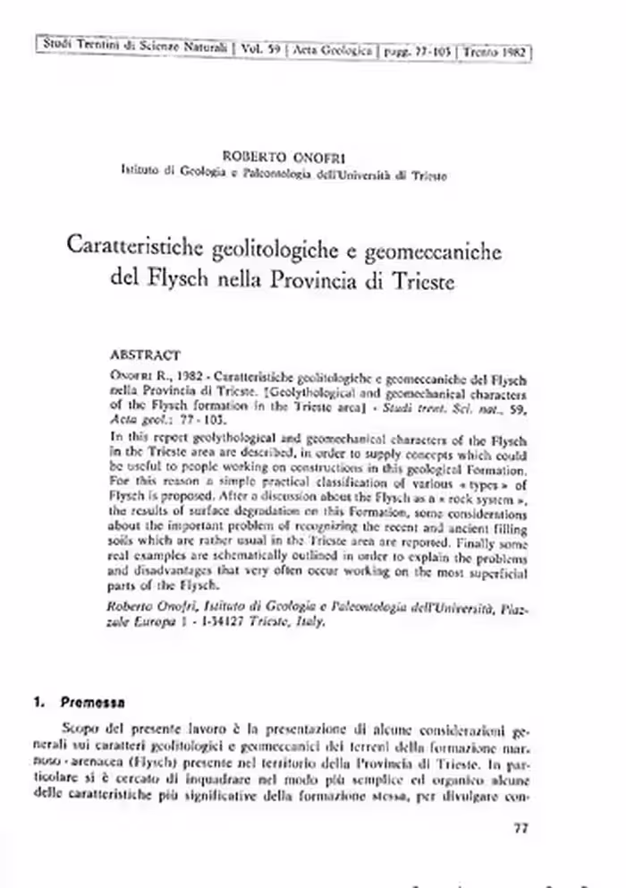خرید و دانلود نسخه کامل کتاب Caratteristiche geolitologiche e geomeccaniche del Flysch nella Provincia di Trieste