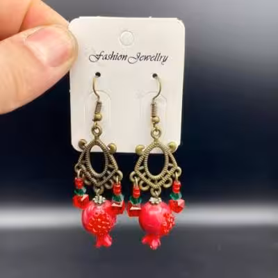گوشواره طرح سنتی انار شکسته مخصوص شب یلدا