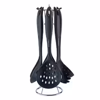 ست کفگیر و ملاقه سیلیکونی مشکی 7 پارچه عرشیا مدل UL135-3005