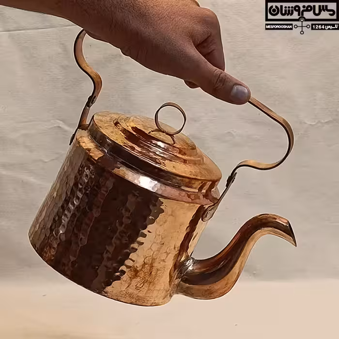 کتری مسی تمام دستساز زنجان دسته دار طرح قدیمی | 1 لیتر | مدل چوپانی