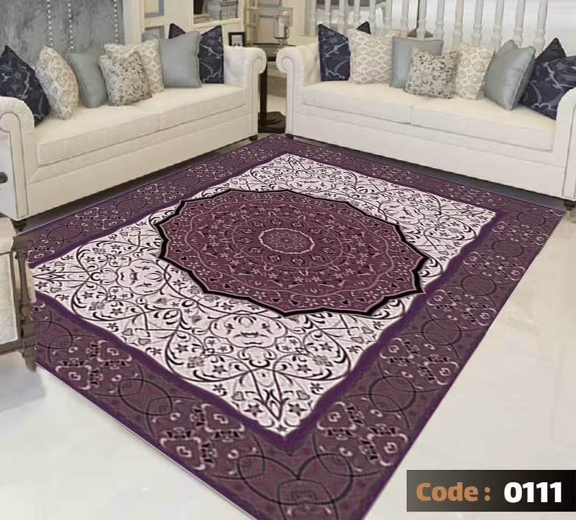 کاورفرش روفرشی دورکشدار گوشه لیفه ای لاکی ، آبی و متنوع کد 0111