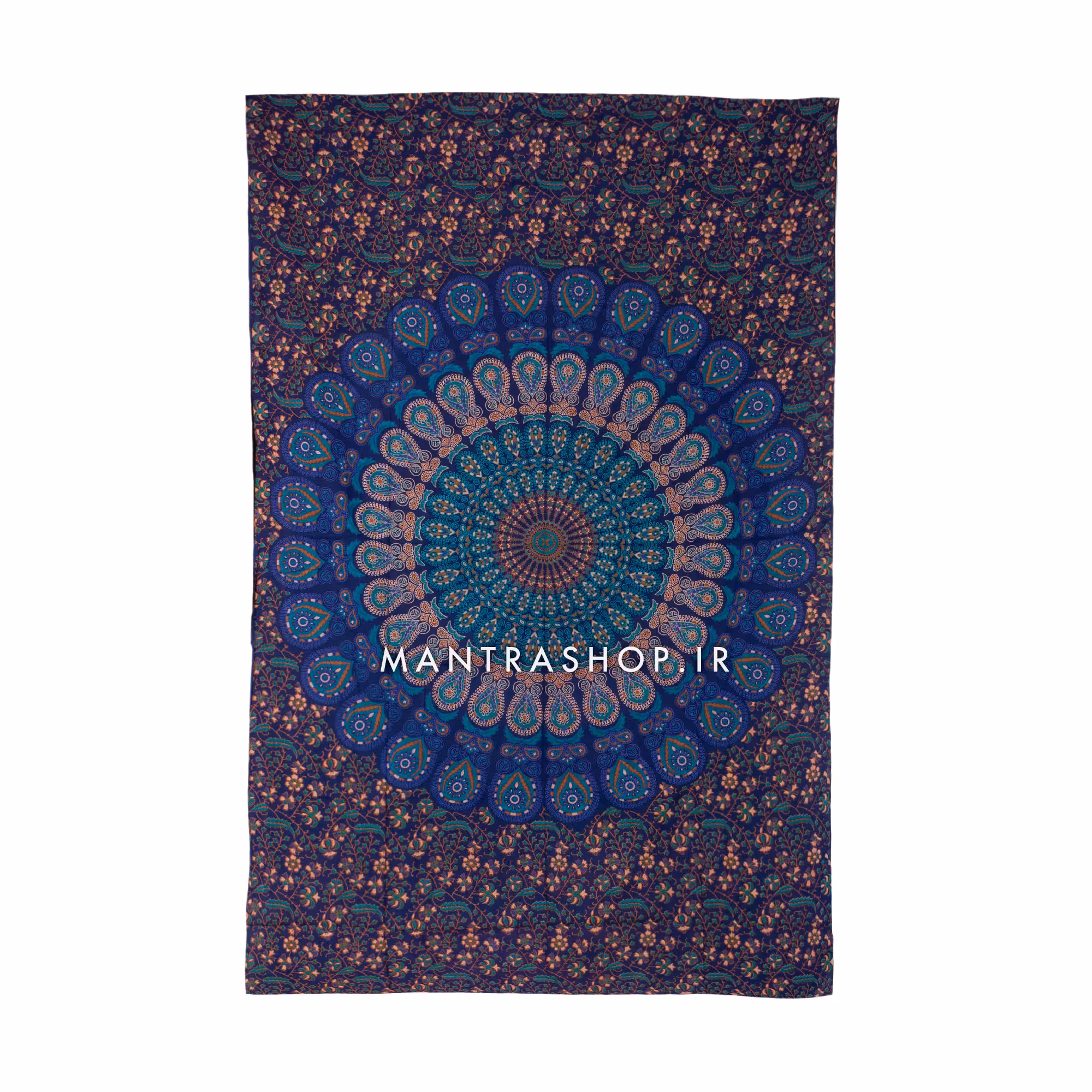 بکدراپ تپستری هندی طرح ماندالا سورمه ای (روتختی یک نفره) کد 286