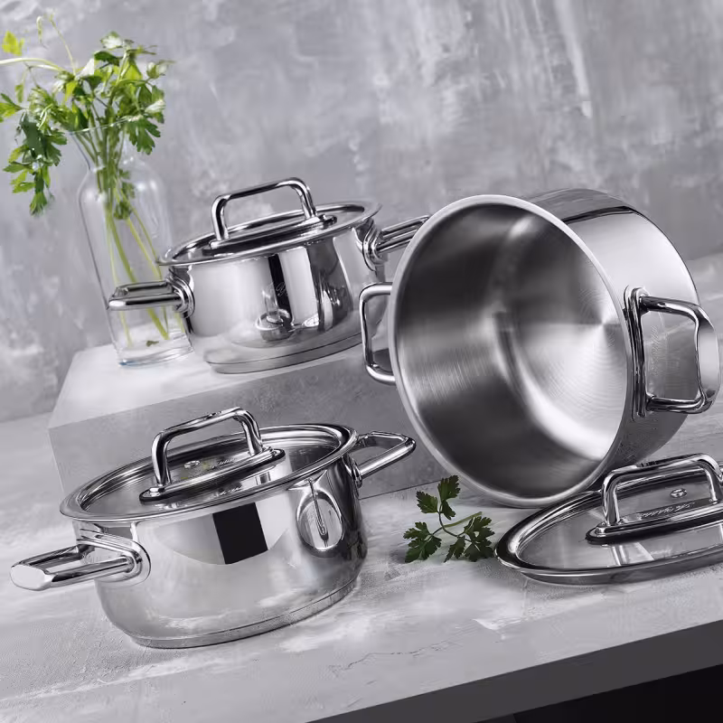 ست 6 پارچه قابلمه استیل آریلدیز Aryıldız مدل Colombus Inox – جمع‌وجور، حرفه‌ای و مخصوص فضاهای مدرن