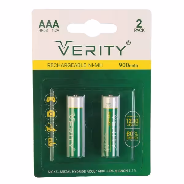 باتری نیم قلمی قابل شارژ وریتی مدل 900mAh بسته 2 عددی