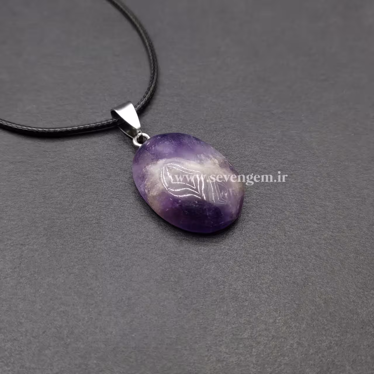 گردنبند سنگ آمیتیست بیضی (کد694)
