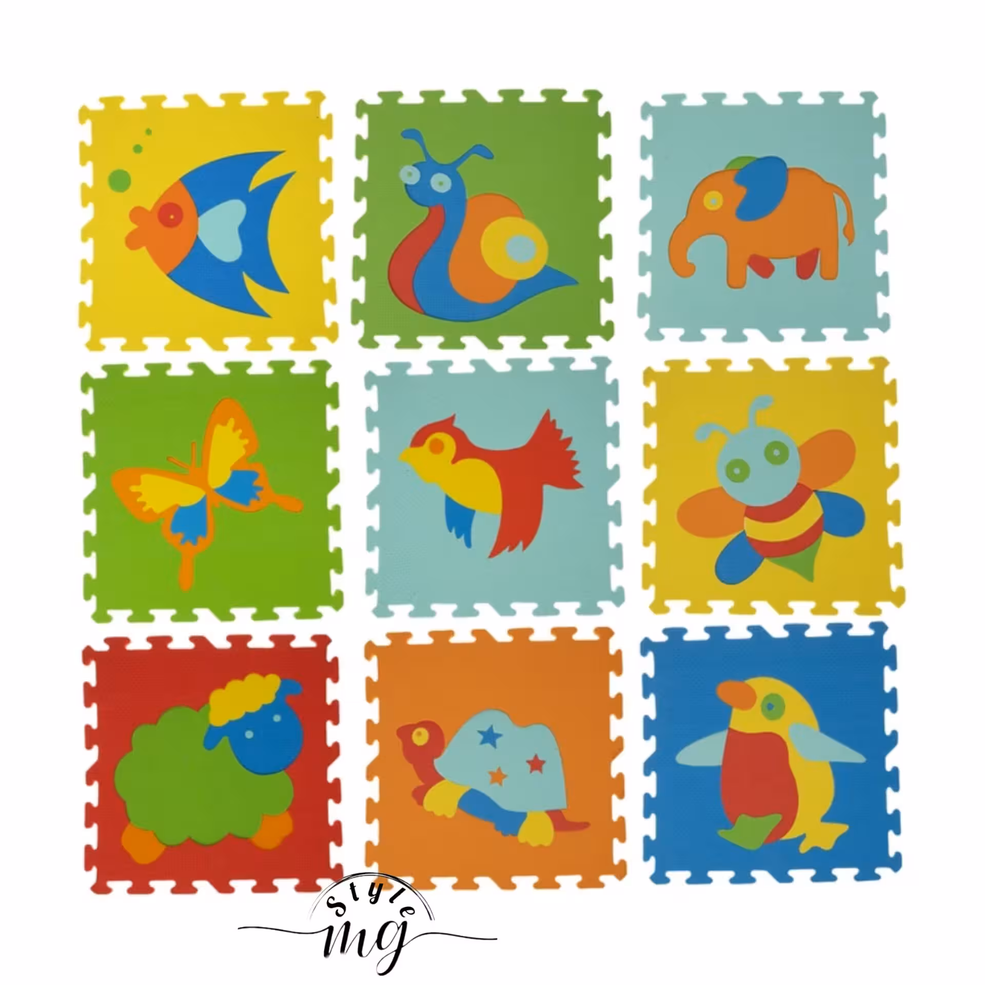 کفپوش تاتامی طرح حیوانها مدل N203 بسته 9 عددی دنیایی از بازی و یادگیری