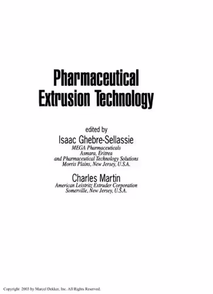 خرید و دانلود نسخه کامل کتاب Pharmaceutical Extrusion Technology