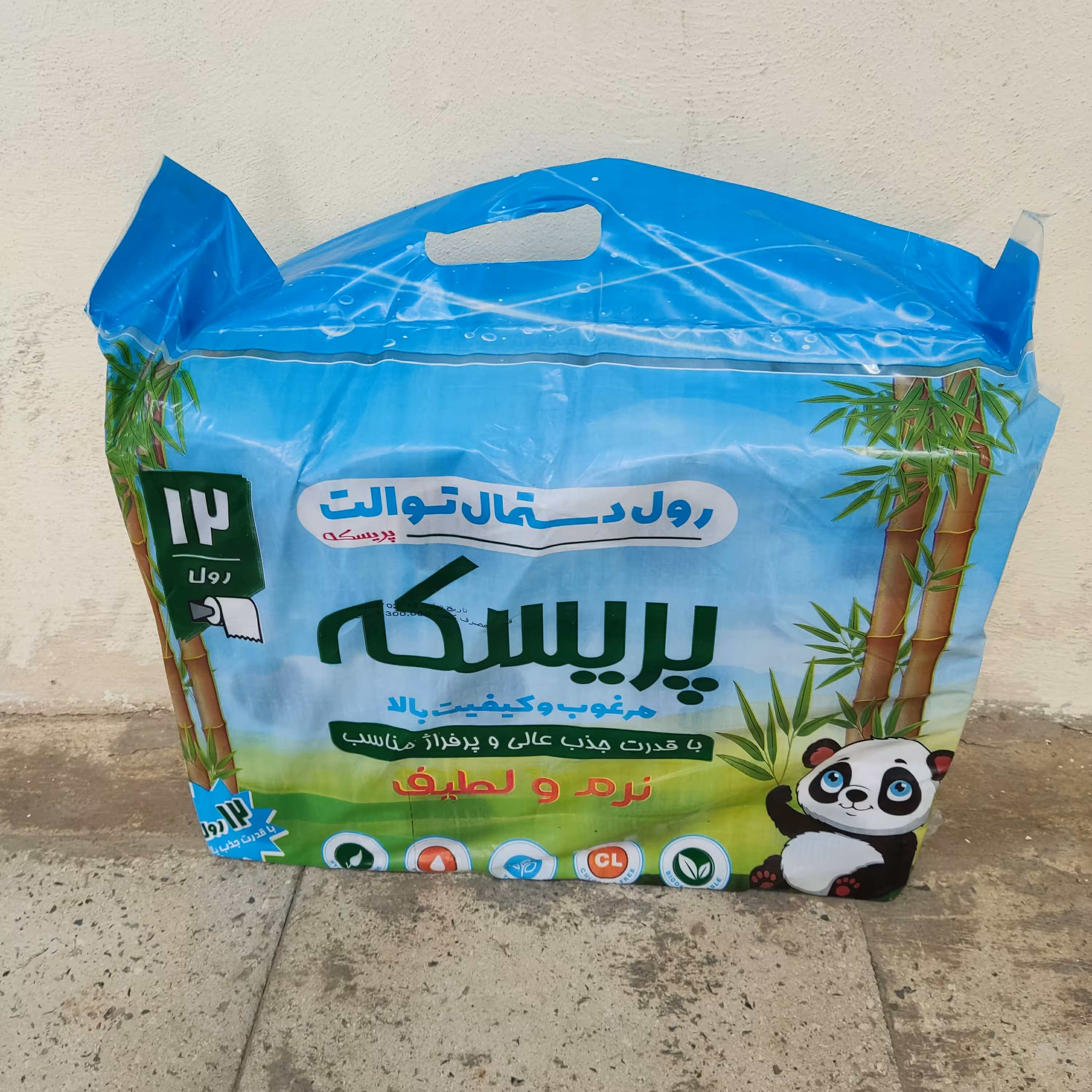 دستمال توالت 12 رول برند پریسکه قدرت جذب بالا  وزن 1300 گرم 