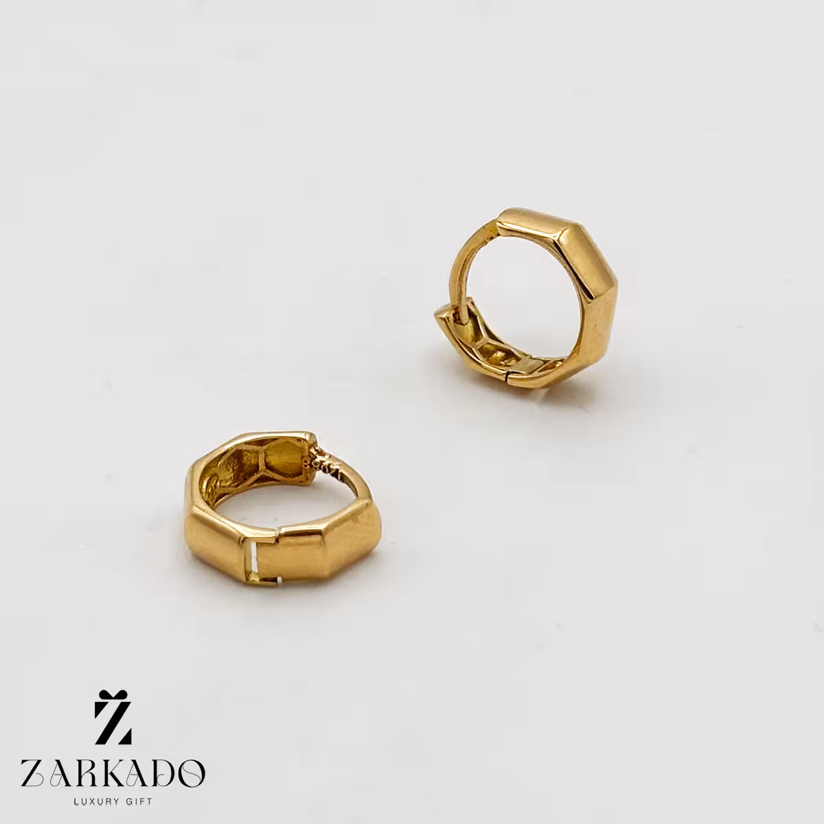 گوشواره کلیپسی طلا طرح مهره شش ضلعی کد E4483