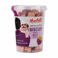تشویقی بیسکوییتی سگ دودوتی با طعم لبو Dudoti Dog Biscuits Whit Beet Falavor وزن 350 گرم