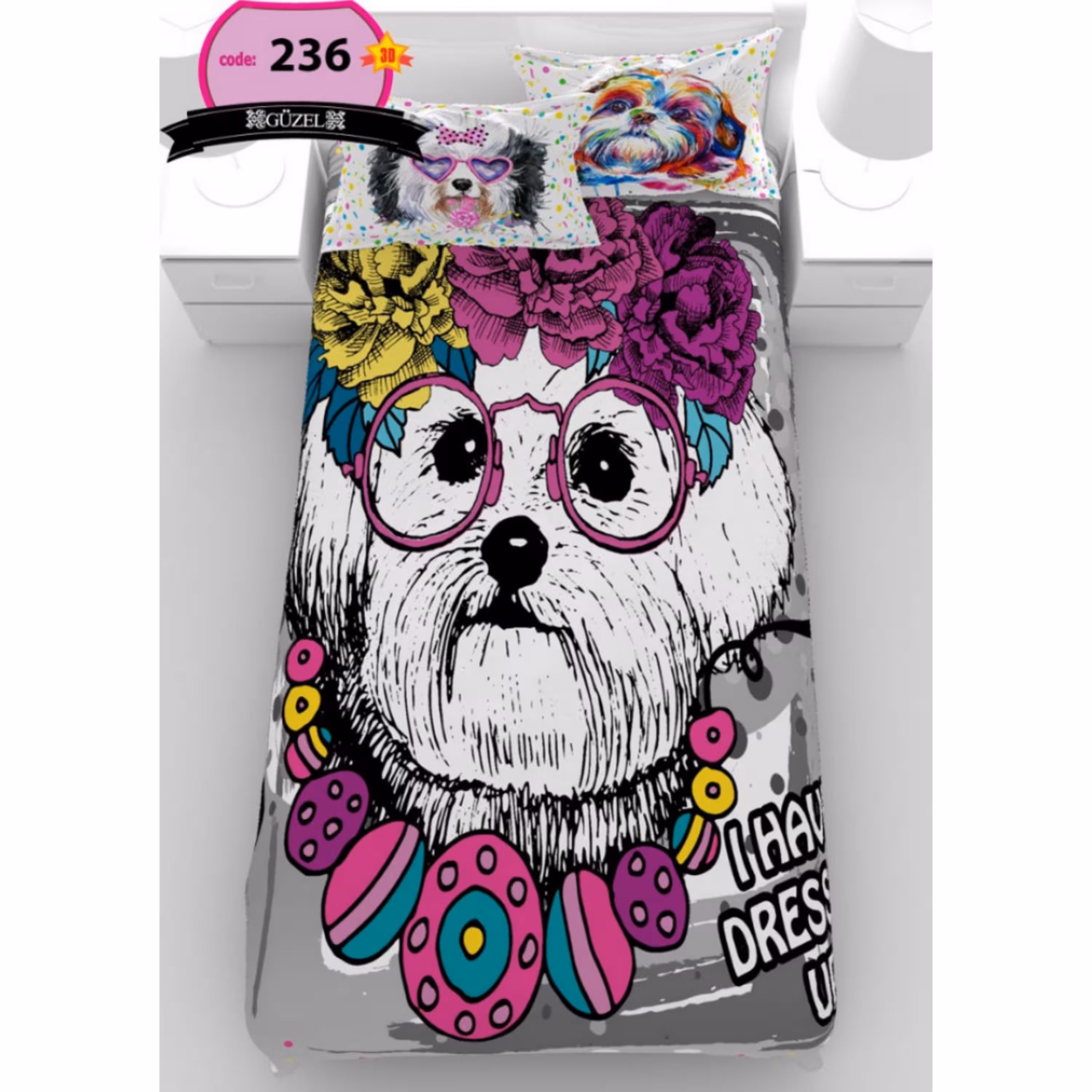 روتختی تک نفره سه بعدی برند گوزل -5 تکه -کد236