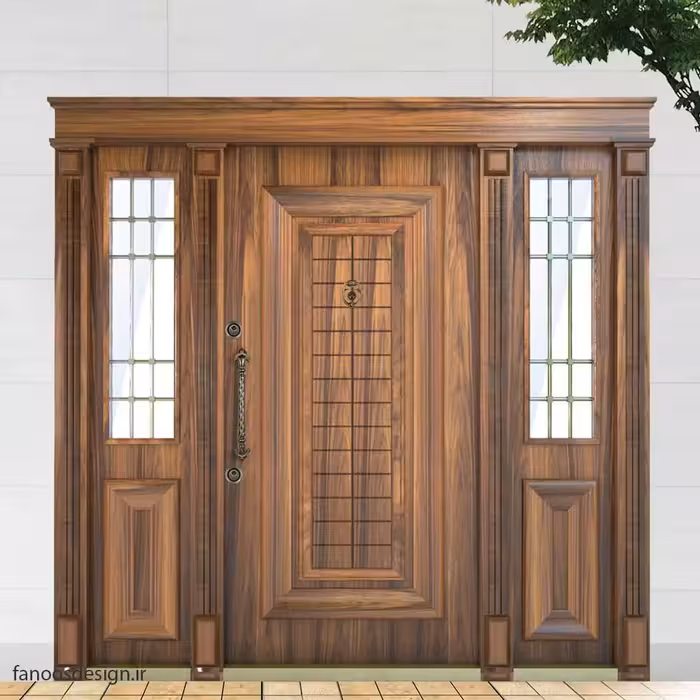 درب چوبی ورودی لابی ساختمان کد 1309