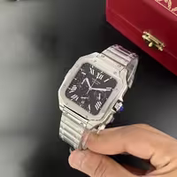 ساعت مچی مردانه کارتیه مدل Santos Chronograph، صفحه مشکی