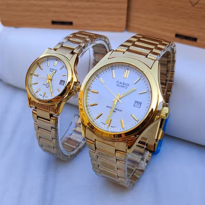 ست ساعت زنانه مردانه کاسیو طلایی