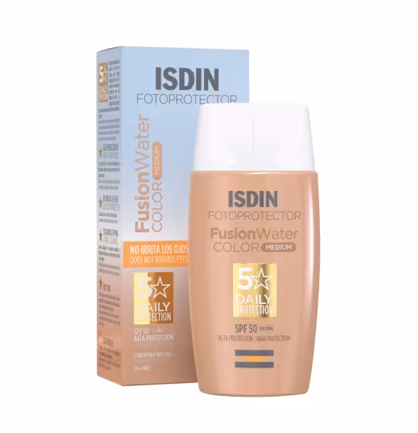 ضد آفتاب ایزدین رنگی مدیوم حجم50میل فاقد چربی ISDIN Fusion Water Color medium