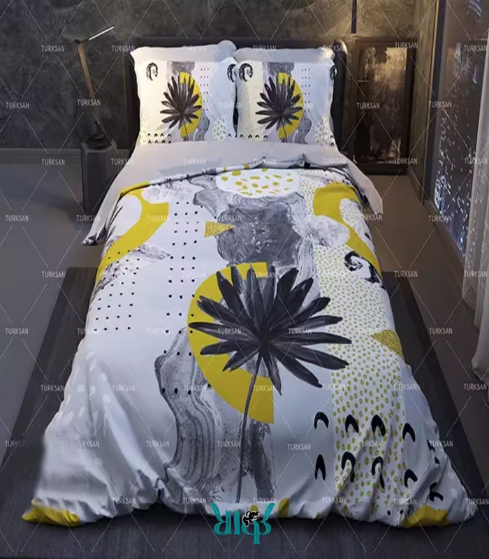 روتختی یک نفره سفید طوسی گلدار کد d282