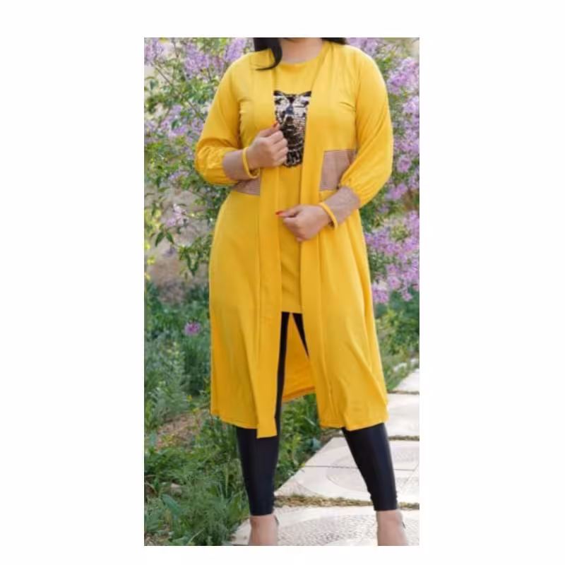 تونیک دو تیکه کمر طلایی جغدی