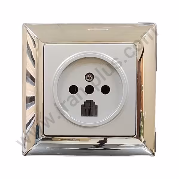 پریز تلفن دوکاره مدل الیزه طرح متال نقره ای