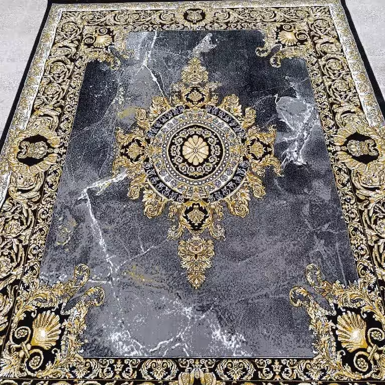 فرش ماشینی 12متری کاشان نقشه ژیوا مشکی(ارسال رایگان)