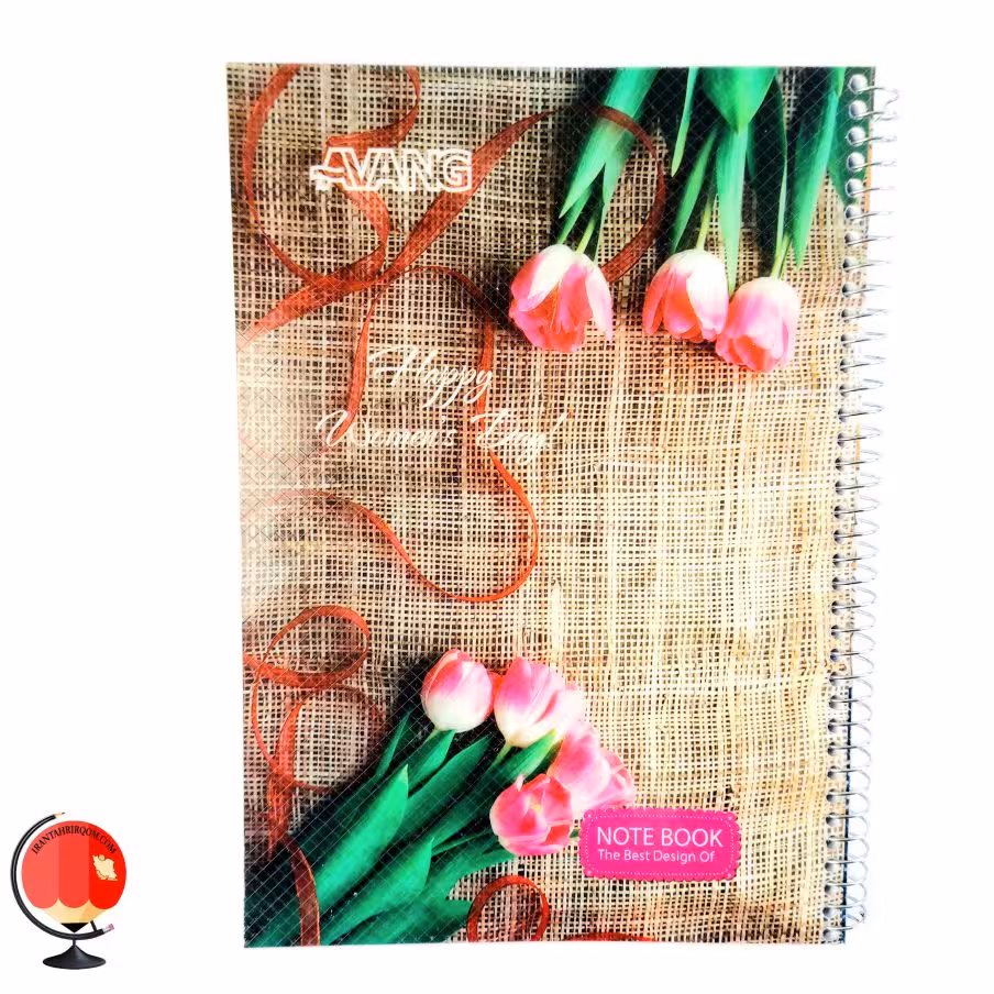 دفتر زبان سیمی چهار خط 50 برگ طرح لاله آونگ