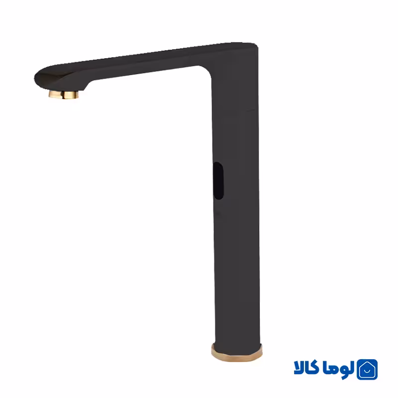 شیر روشویی پایه بلند هوشمند راسان مدل دینو مشکی رزگلد