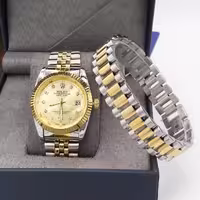 ست ساعت و دستبند رولکس مردانه دورنگ 598740840