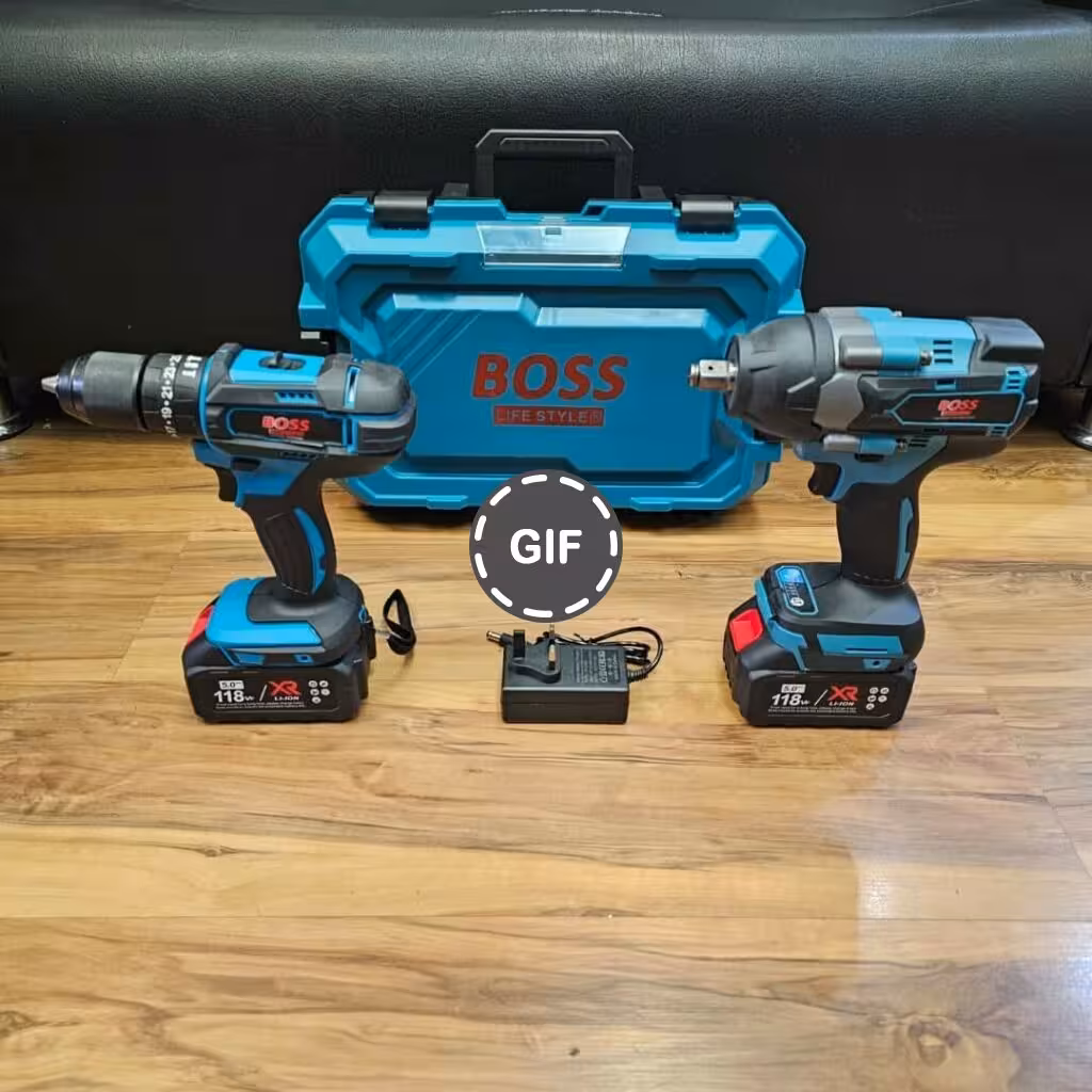 مجموعه دو عددی دریل شارژی چکشی و بکس شارژی باس