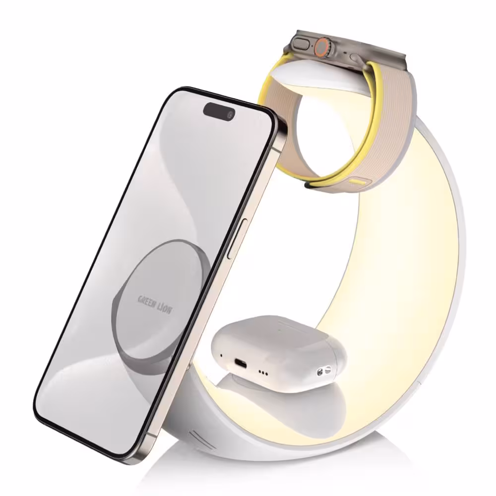 استند و شارژر وایرلس چندکاره مگنتی گرین لاین GNMONCHS با امکان شارژ اپل واچ