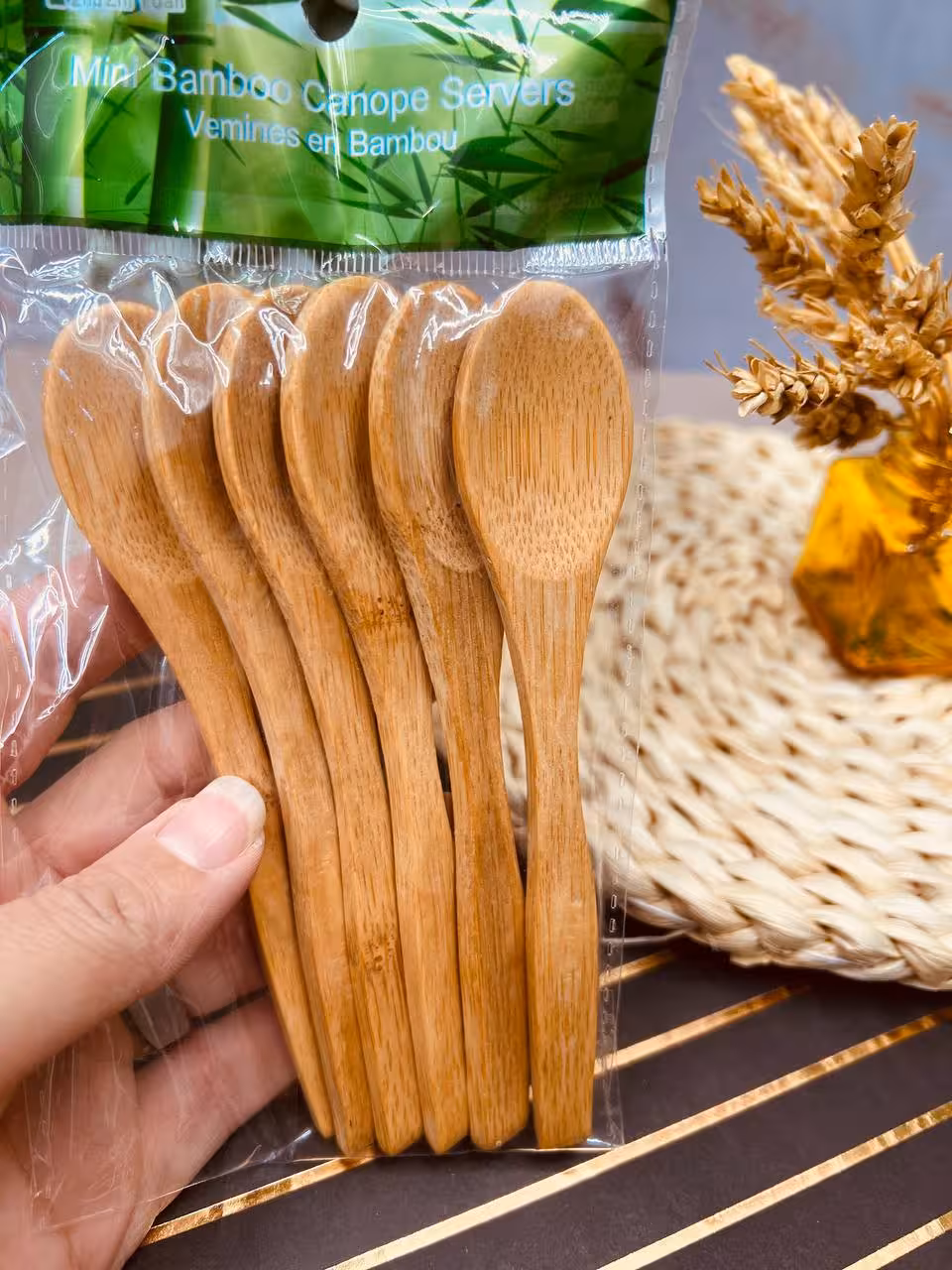 قاشق کوچک چوبی بامبو bm175