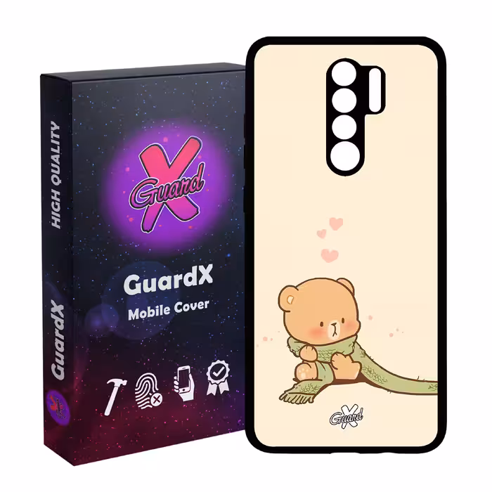 کاور گارد ایکس طرح خرس 1 مدل Glass10488 مناسب برای گوشی موبایل شیائومی Redmi 9/Redmi 9 Prime/Poco M2