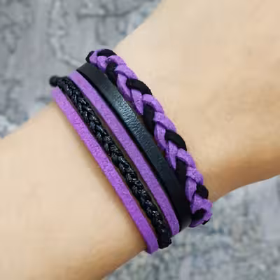 دستبند مدل چرمی مجموعه 2 عددی