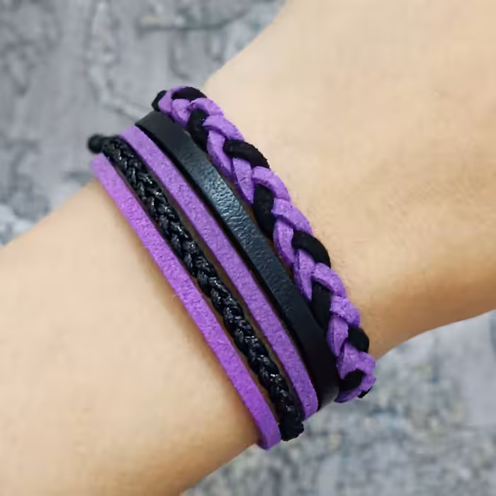 دستبند مدل چرمی مجموعه 2 عددی