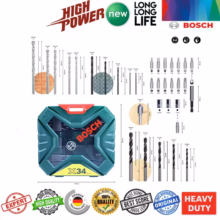 مجموعه 34 عددی ابزار سرمته بوش مدل 2607