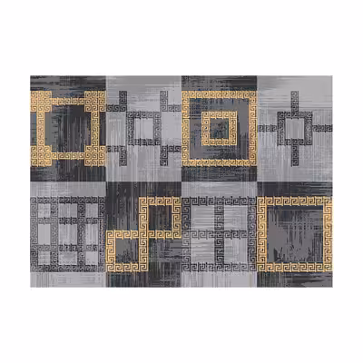 فرش ماشینی زانیس مدل مدرن طرح وینتیج کناره زمینه طوسی