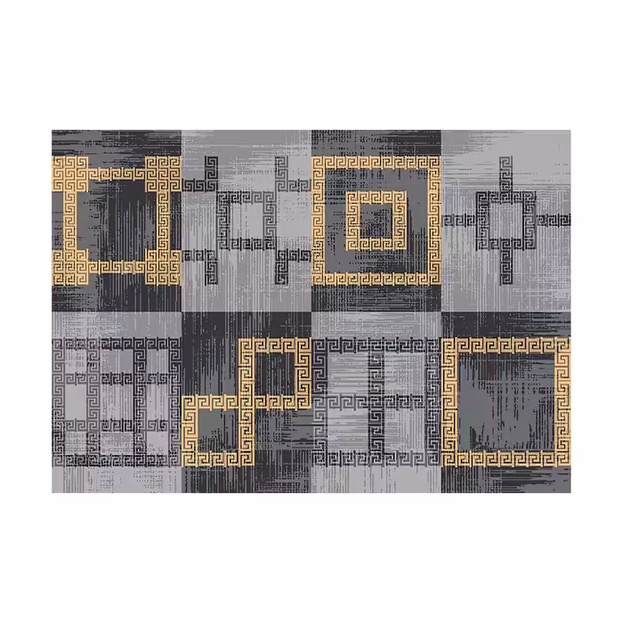 فرش ماشینی زانیس مدل مدرن طرح وینتیج کناره زمینه طوسی