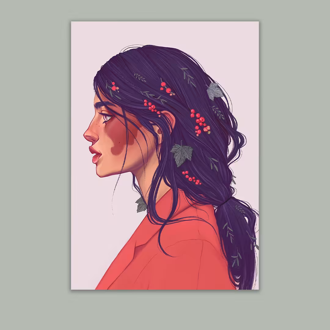 تابلو بوم مدل نیم رخ دختر کد VND-08