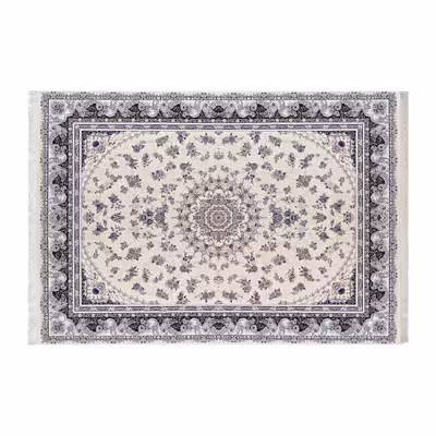 فرش ماشینی زانیس مدل سنتی طرح فانتزی زمینه کرم