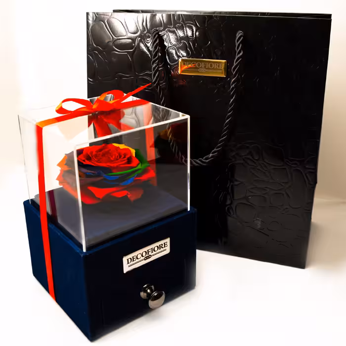 جعبه موزیکال رز جاودان دکوفیوره مدل کشودار هندل رنگارنگ